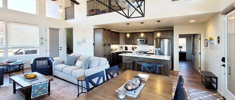 Smart TV, fireplace, table football