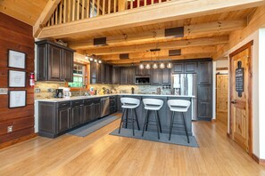 Dishwasher, coffee/tea maker, cookware/dishes/utensils, dining tables - A Mtn Frame of Mind- Mountain View, Hot Tub, Game Room, Pet Friendly (Seven Devil's)