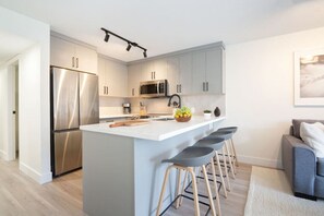 Fridge, microwave, oven, stovetop - Central, Stylish 2BR/2BA w/ HT & Parking (Whistler)