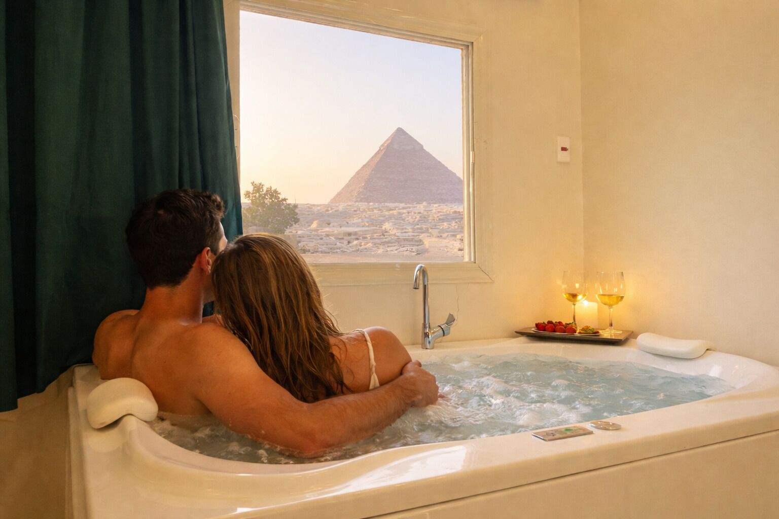 Romantic Double Room, 1 Queen Bed, Jetted Tub, Mountain View