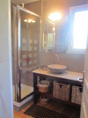 Hair dryer, soap, toilet paper