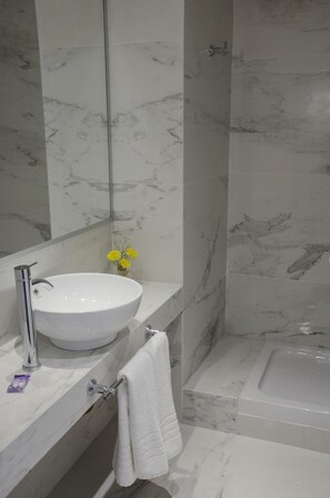 Ducha, secador de pelo, bidet, toallas