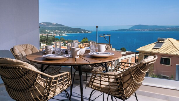 Comfort Apartment | Terrace/patio - The Bee Apartments Sea View (Lefkada)