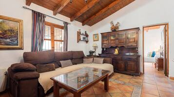 Televisión, chimenea, reproductor de DVD y tenis de mesa