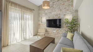 Luxury Villa | Living area | 43-inch Smart TV with digital channels - Stone and Sea Villas (Lefkada)