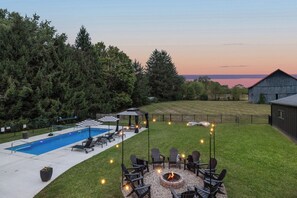 Piscine extérieure, piscine chauffée