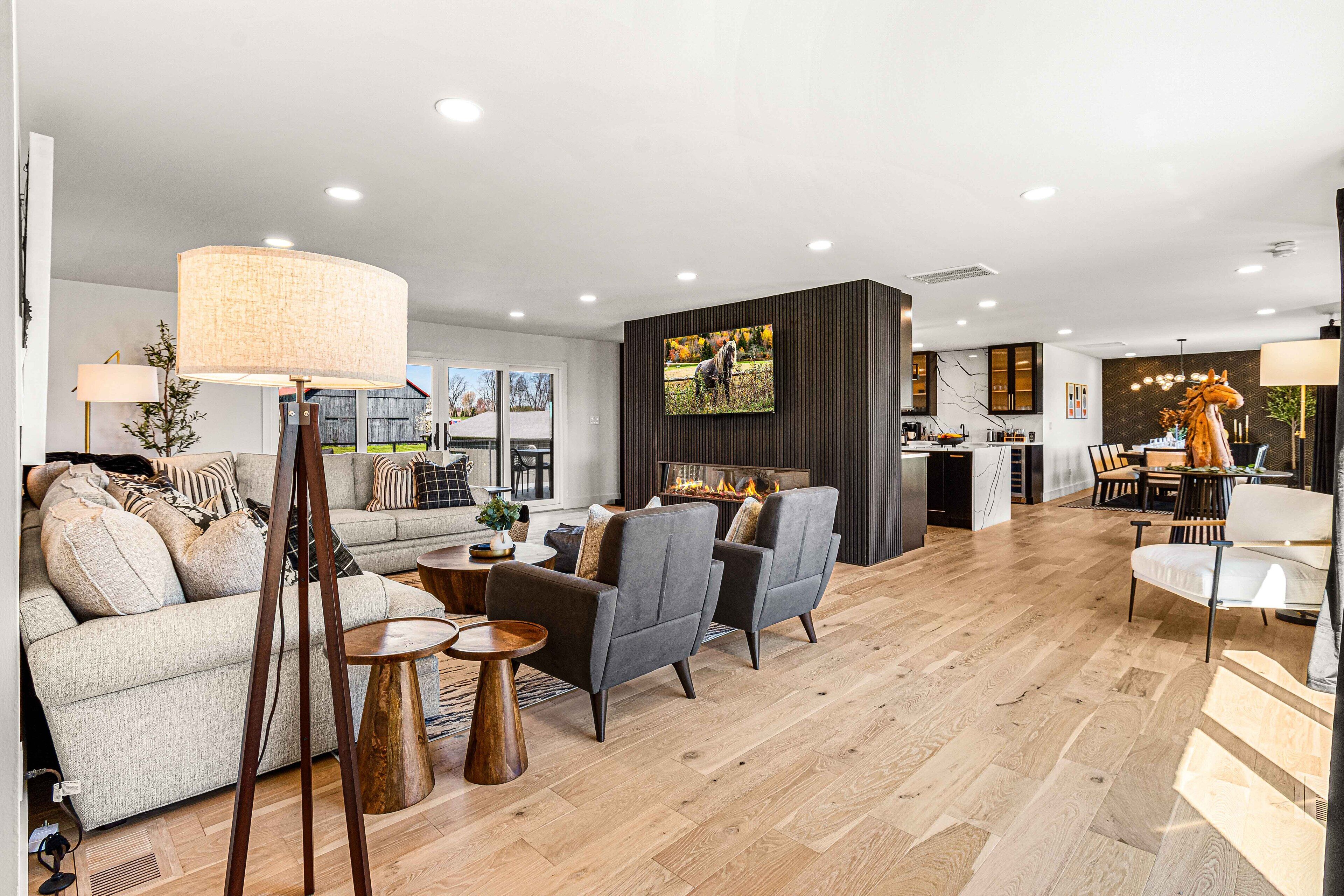 Smart TV, fireplace, video games