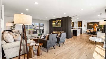 Smart TV, fireplace, video games