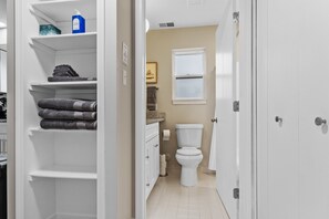 Hair dryer, towels - NEW! Cozy 1BR Flat w/ King Bed & Workspace (Roseville)