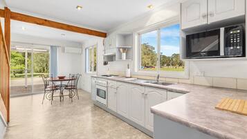 Fridge, microwave, oven