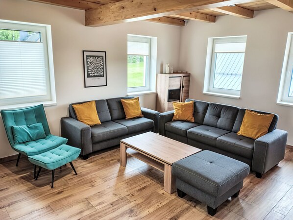 Televisión y chimenea 