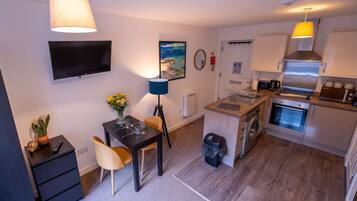 Fridge, microwave, oven, toaster