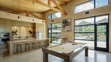 Fridge, dining tables