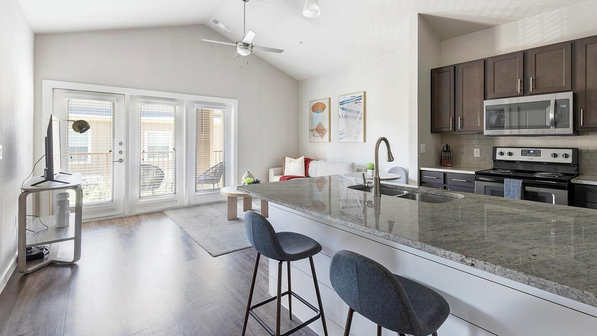 Fridge, dining tables