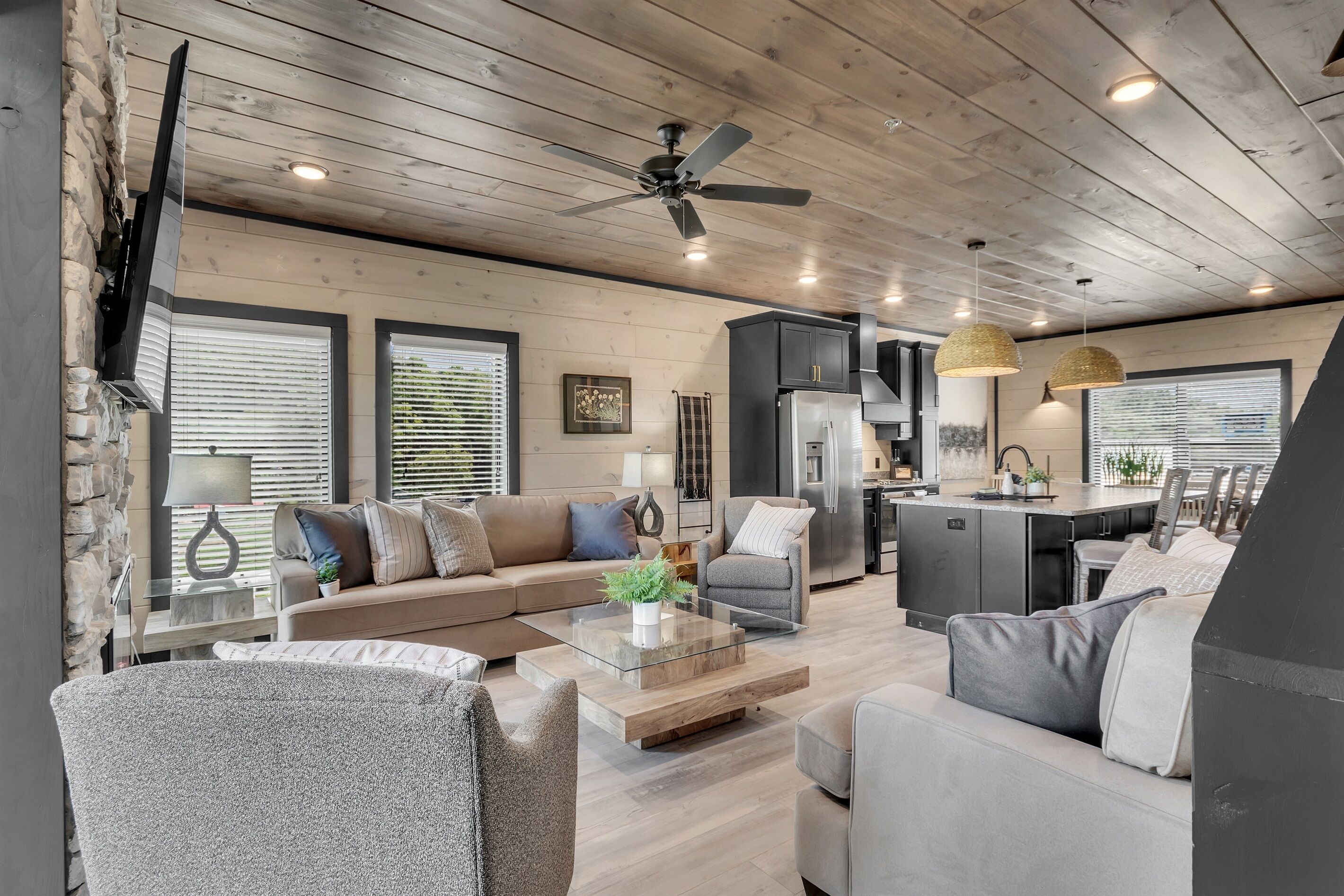 Smart TV, fireplace, video games