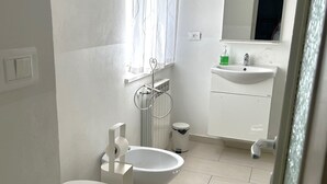 Dusche, Haartrockner, Bidet, Handtücher