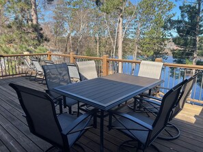 Outdoor dining - Relaxing retreat on Rice Lake! Quiet lake views w/full deck, fire pit, & hot tub (Brainerd)