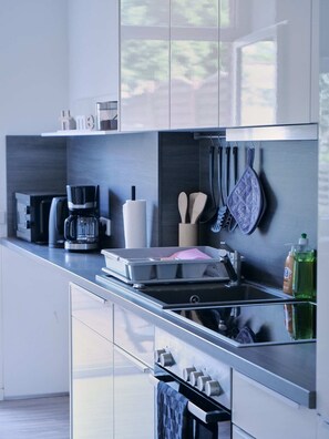 Fridge, microwave, oven, stovetop - Appartement OTTO II - Erfurt Central (Erfurt)