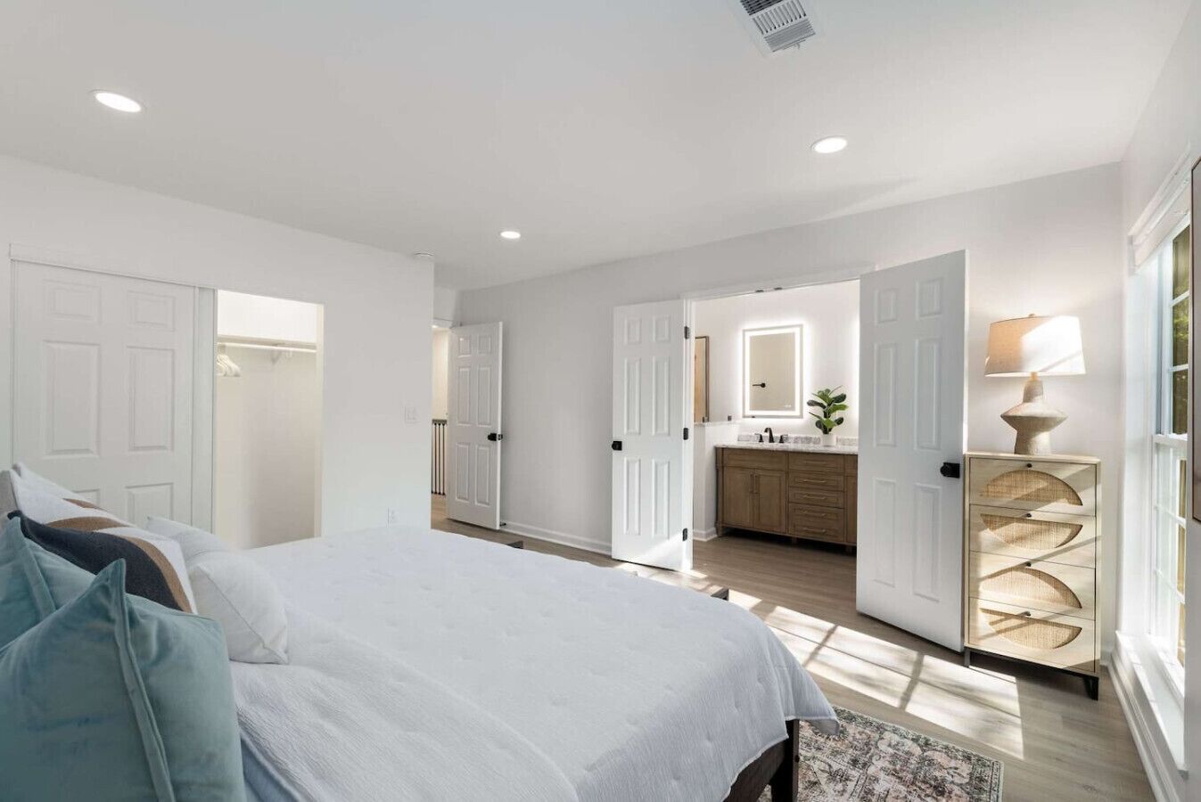 1 bedroom, desk, iron/ironing board, travel crib