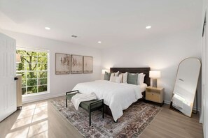 1 bedroom, desk, iron/ironing board, travel cot