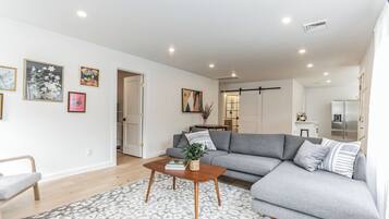 Smart TV, chimenea y libros