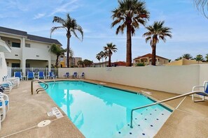 Pool - Colorful condo walkable to the beach with pool, balcony, central AC, & W/D (South Padre Island)