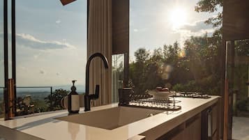 Luxury Cabin | Private kitchen | Microwave, stovetop, dishwasher, coffee/tea maker