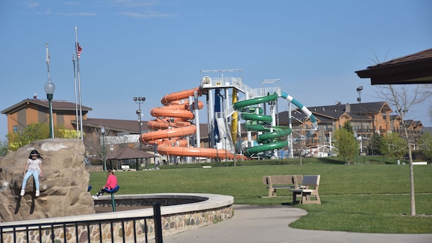 A water park with multiple slides and a rock climbing area. - Newly Renovated family-sized apartment downtown, lots of light!  (Storm Lake)