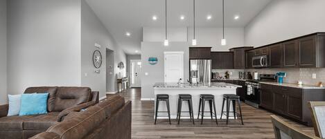 Smart TV, fireplace, foosball, table tennis