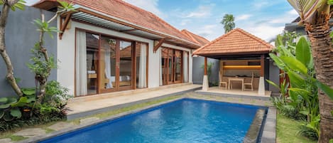 Villa, 1 chambre, piscine privée | 1 chambre, draps en coton égyptien, literie de qualité, coffre-fort