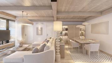 Presidential Penthouse, 1 Bedroom, Hot Tub, Sea View | Cadar kapas Mesir, peralatan tempat tidur premium, gebar bulu kapas