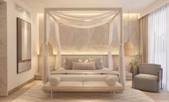 Vila com design assinado, 1 quarto, piscina particular, vista para o mar | Roupas de cama de algodão egípcio, roupas de cama premium