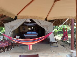 Olkaria 1 Double Bed Tent | Premium bedding, down duvets, minibar, individually decorated