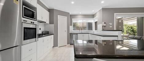 Microwave, dishwasher, coffee/tea maker, highchair