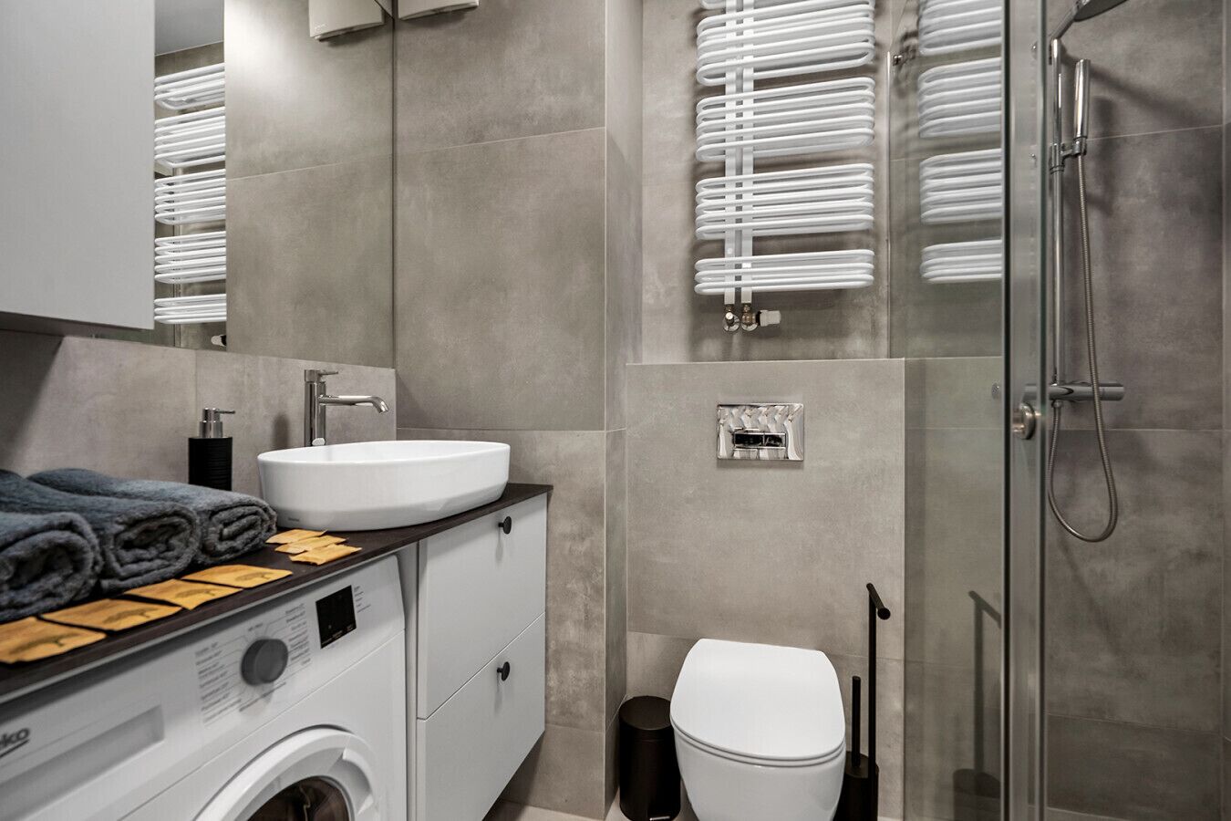Hair dryer, towels