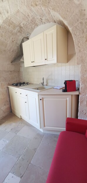 Kjøleskap, kokeplater, kaffetrakter/tekoker og vannkoker