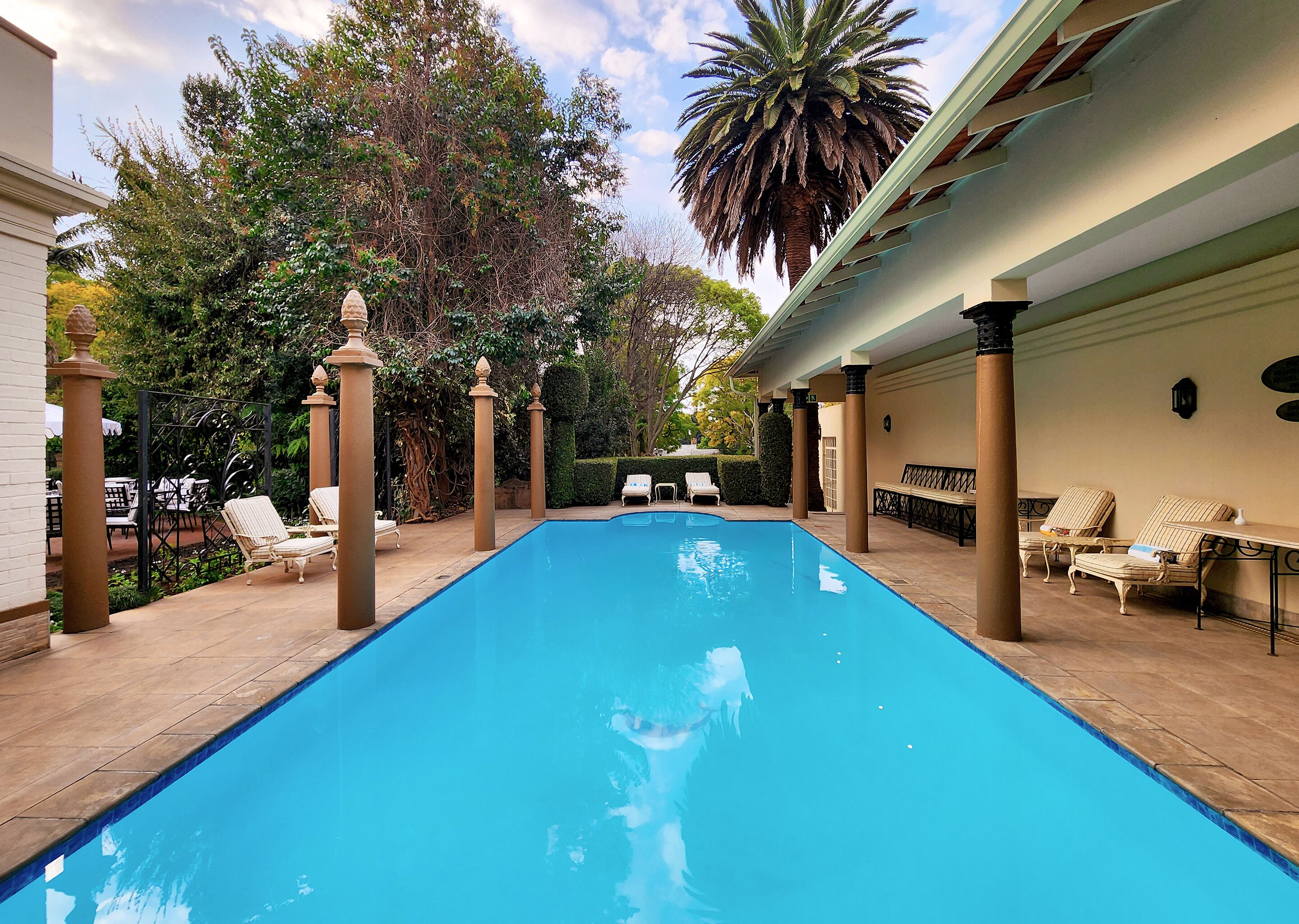 Outdoor pool, pool loungers