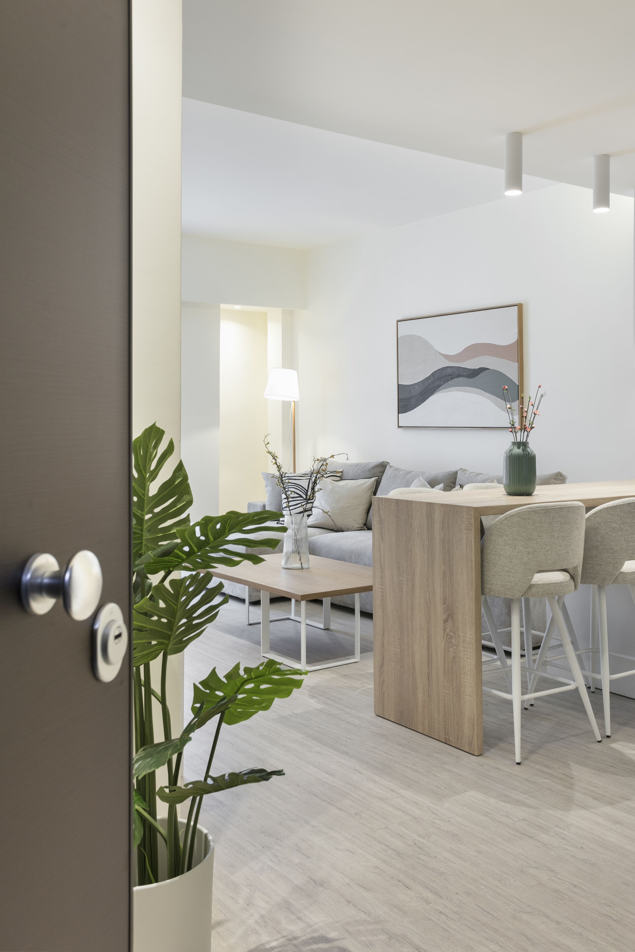 Appartamento Deluxe, vista città | Area soggiorno | TV 50 pollici con canali via cavo