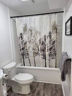 Shower, eco-friendly toiletries, hair dryer, towels