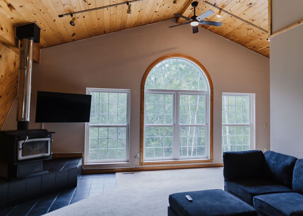 Smart TV, fireplace, video games, DVD player