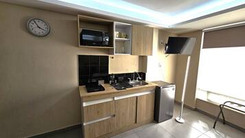 Mini-fridge, microwave, oven, toaster