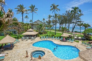 Outdoor pool - New from Premier Host -  Top Floor Oceanview Studio at Islander on the Beach (Kapaʻa)