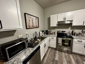 Fridge, microwave, dishwasher, toaster