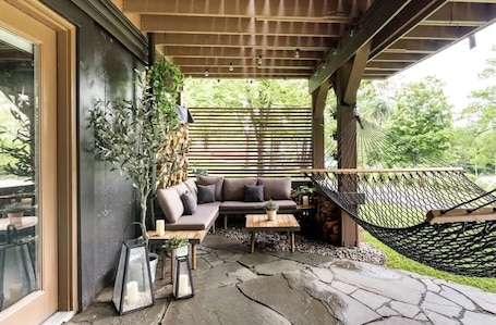 Terrace/patio. Entire Cabin - Modern A-Frame w/Hot Tub
