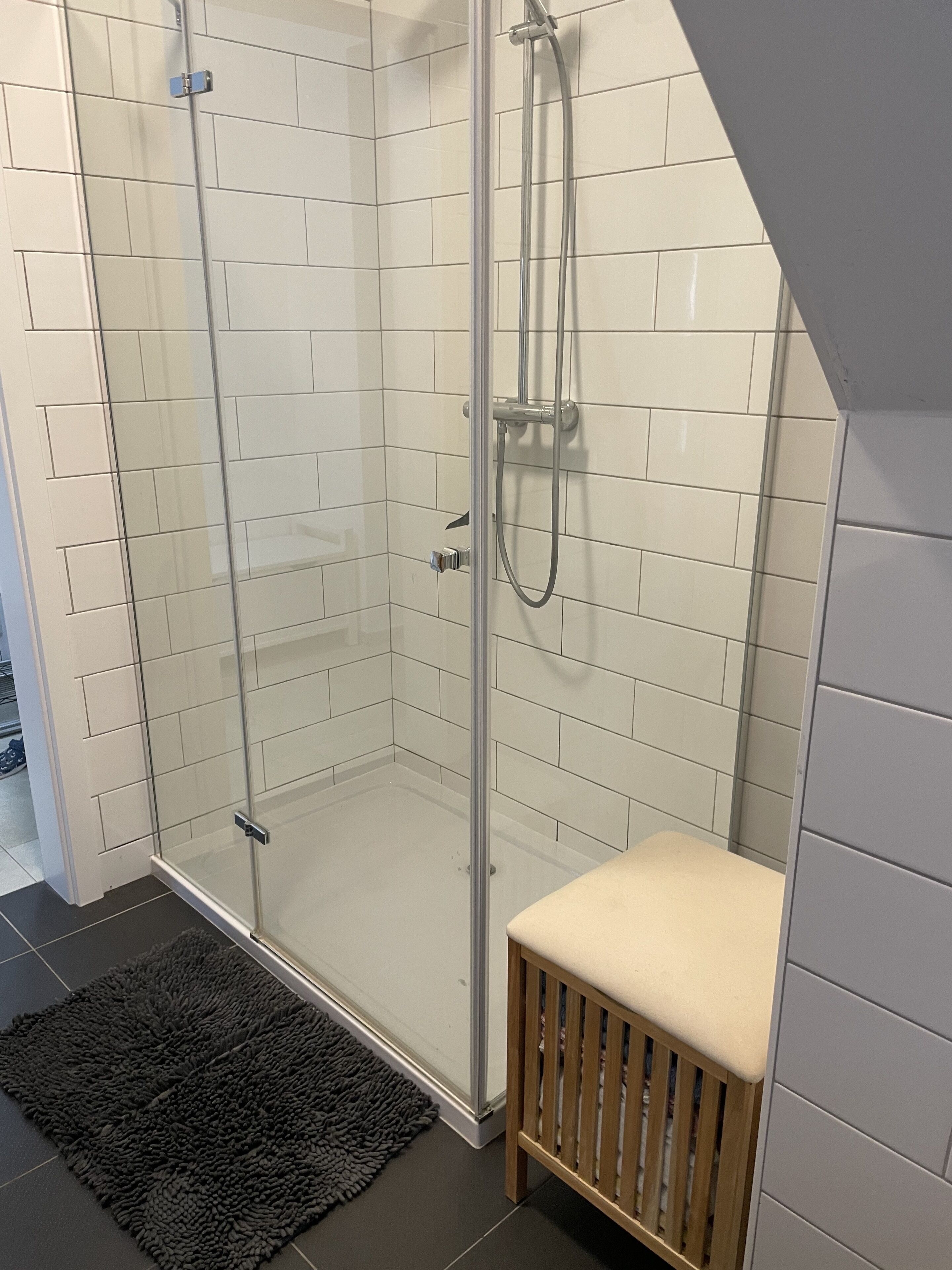 Dusche, Handtücher, Seife, Toilettenpapier