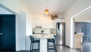 Fridge, microwave, oven, dishwasher