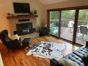 Smart TV, fireplace, video games, foosball