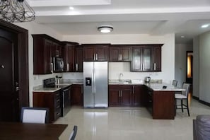 Microwave, oven, stovetop, electric kettle
