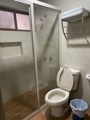 Double Room | Bathroom | Shower, free toiletries, towels, toilet paper - Hotel Plaza Express (Torreón)