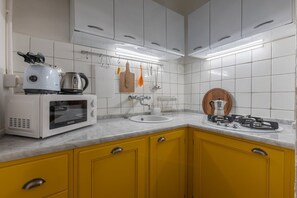 Kühlschrank, Mikrowelle, Herdplatte, Geschirrspüler